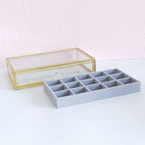 Glass Lidded Jewelry Box Keepsake Display Tray Organizer Case Wedding