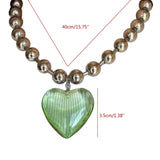 Glass Love Heart Pendant Necklace Punk Rock Chains Necklaces Hip Hop Jewelry