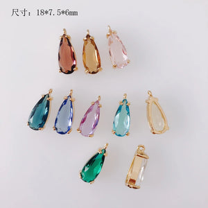 Glass Eardrop Alloy Necklace Earring Charms Pendant Jewelry 4pcs