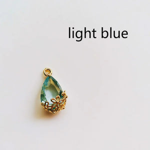 Glass Eardrop Flower Alloy Necklace Earring Charms Pendant DIY Material