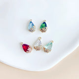Glass Eardrop Flower Alloy Necklace Earring Charms Pendant DIY Material