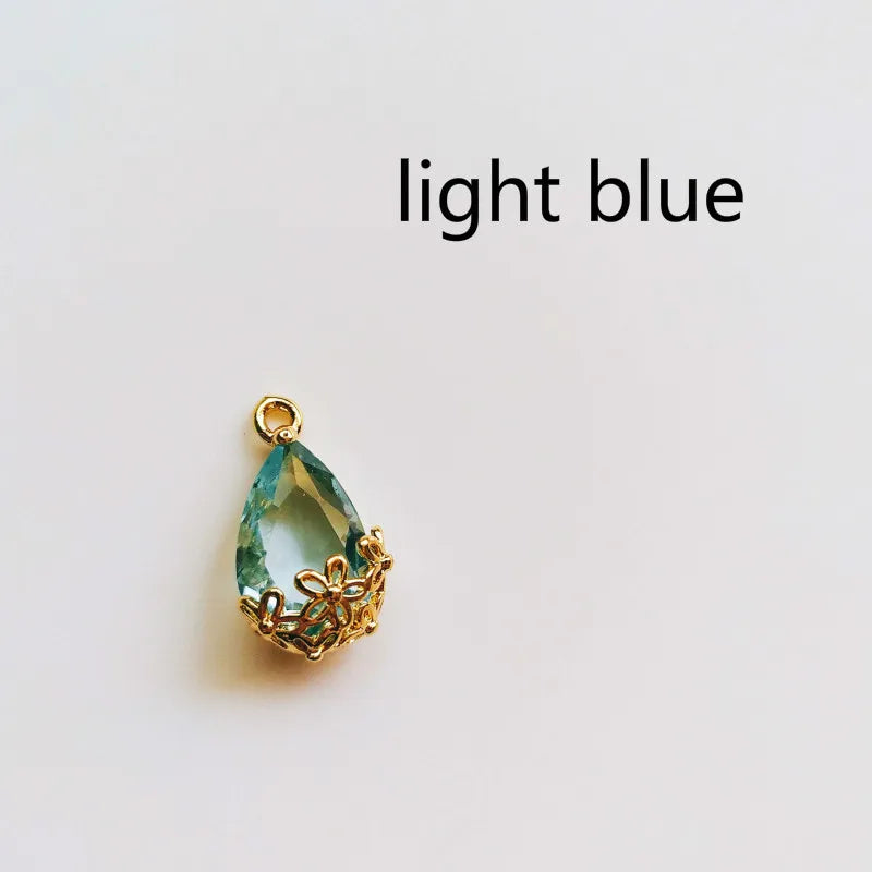 Glass Eardrop Flower Alloy Necklace Earring Charms Pendant DIY Material