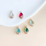 Glass Eardrop Flower Alloy Necklace Earring Charms Pendant DIY Material