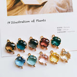 Glass Rhombus Eardrop Necklace Earring Charms 6pcs