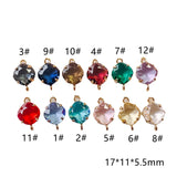 Glass Rhombus Eardrop Necklace Earring Charms 6pcs