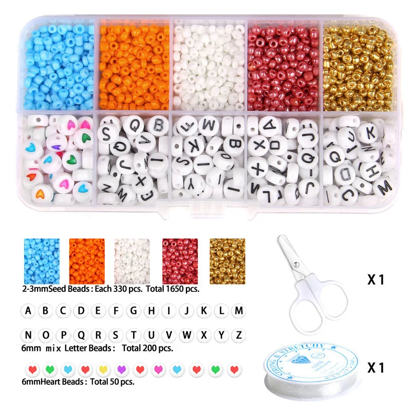Czech Seed Beads Kit Alphabet Charm DIY Bracelet Making