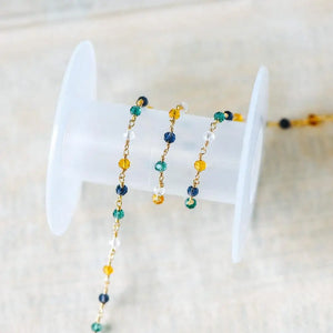 Glass Rondelle Bead Chain 3.5mm 18K Plated for Jewelry Making DIY