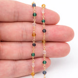 Glass Rondelle Bead Chain 3.5mm 18K Plated for Jewelry Making DIY