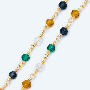 Glass Rondelle Bead Chain 3.5mm 18K Plated for Jewelry Making DIY