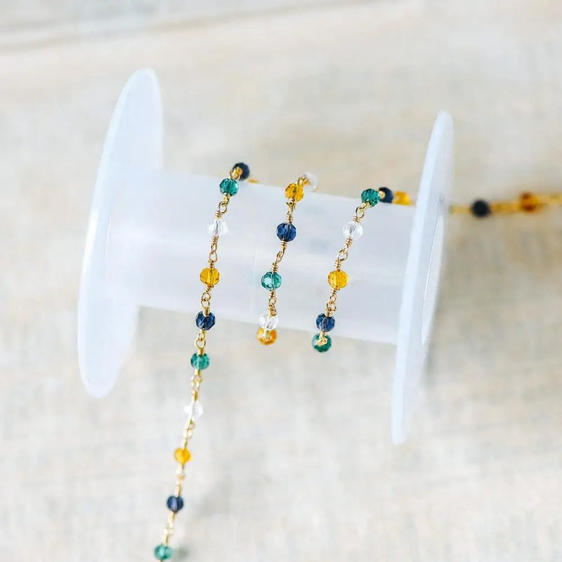 Glass Rondelle Bead Chain 3.5mm 18K Plated for Jewelry Making DIY