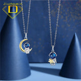 S925 Sterling Silver Couple Pendant Necklace Astronaut Explore Galaxy