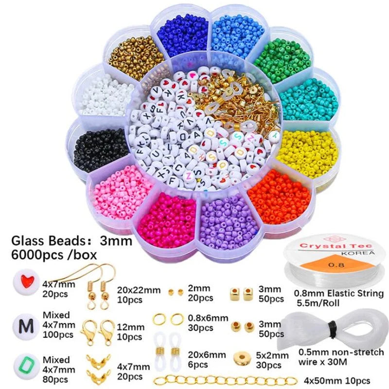 Glass Seed Bead Box Set for Jewelry Making DIY Bracelets