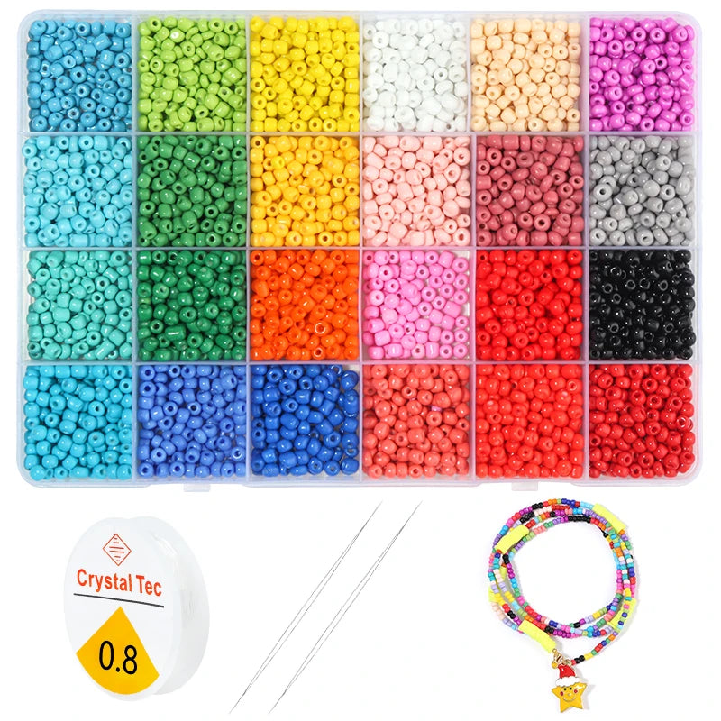 Colorful Seed Beads Kit with Letter Beads Heart Round Beads