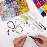 Glass Seed Beads 3mm Striped Seed Beads for DIY Jewelry with String