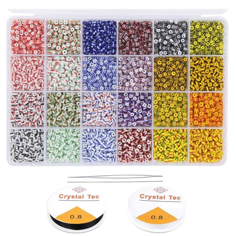 Striped Glass Seed Beads 3mm for DIY Jewelry Making - 600pcs