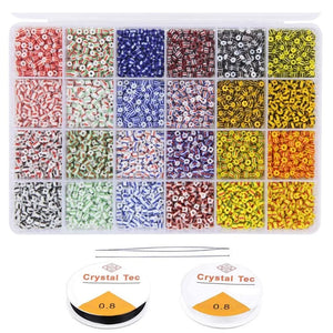 Glass Seed Beads 3mm Striped Seed Beads for DIY Jewelry with String