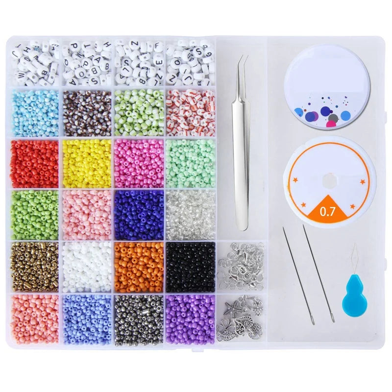 Glass Seed Beads Letter Beads, Small Pony Stripe DIY Beads Assorted Kit