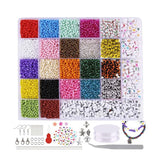 Glass Seed Beads Letter Beads,Stripe DIY Beads Assorted Kit with Organizer Box