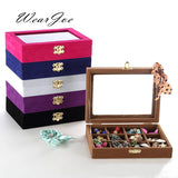Glass Top 12 Grids Ring Earring Jewelry Storage Organizer