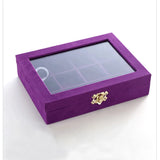 Glass Top 12 Grids Ring Earring Jewelry Storage Organizer