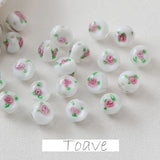 Pink Flower Glass Beads DIY Retro Material Accessories