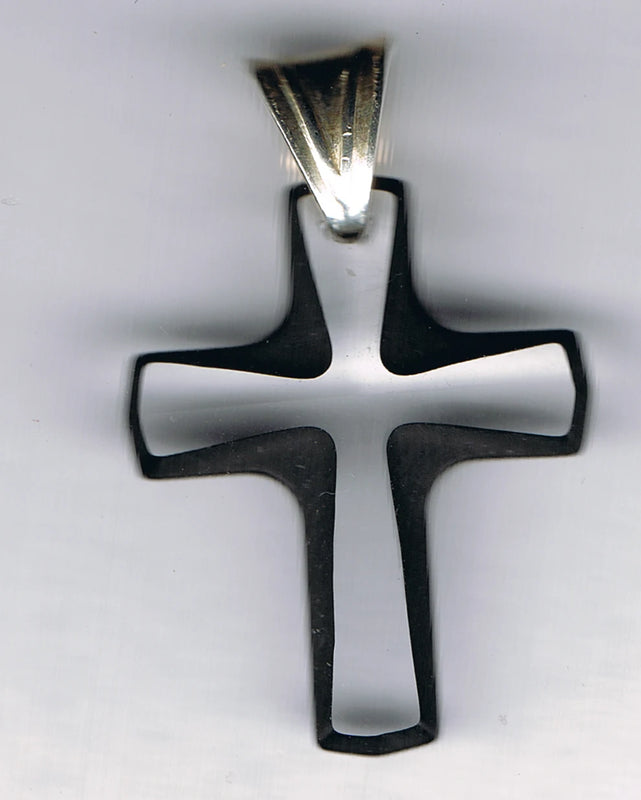 Glass Cross Pendant with Edge, 1.5 cm, with Box