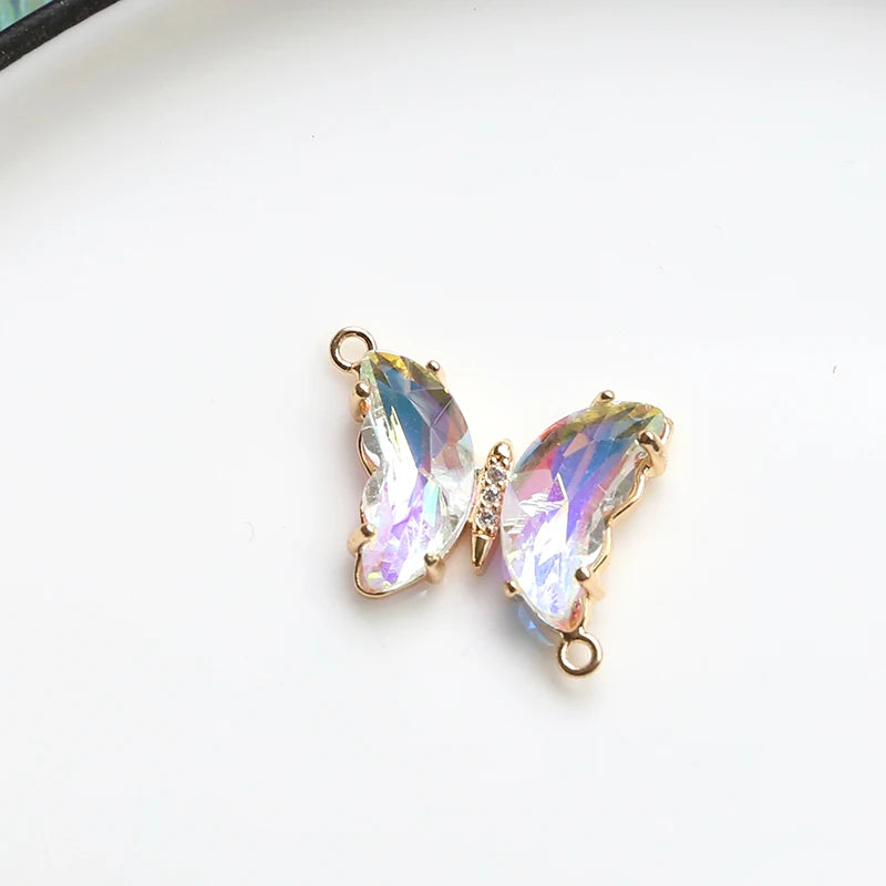 Glass Butterfly Decoration Alloy 20pcs DIY Jewelry Earring/Bracelet Pendant