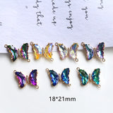 Glass Butterfly Decoration Alloy 20pcs DIY Jewelry Earring/Bracelet Pendant