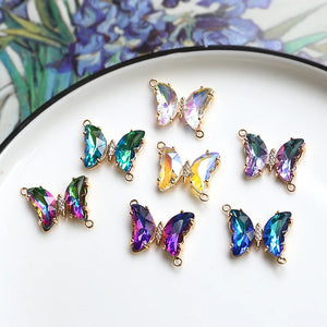 Glass Butterfly Decoration Alloy 20pcs DIY Jewelry Earring/Bracelet Pendant