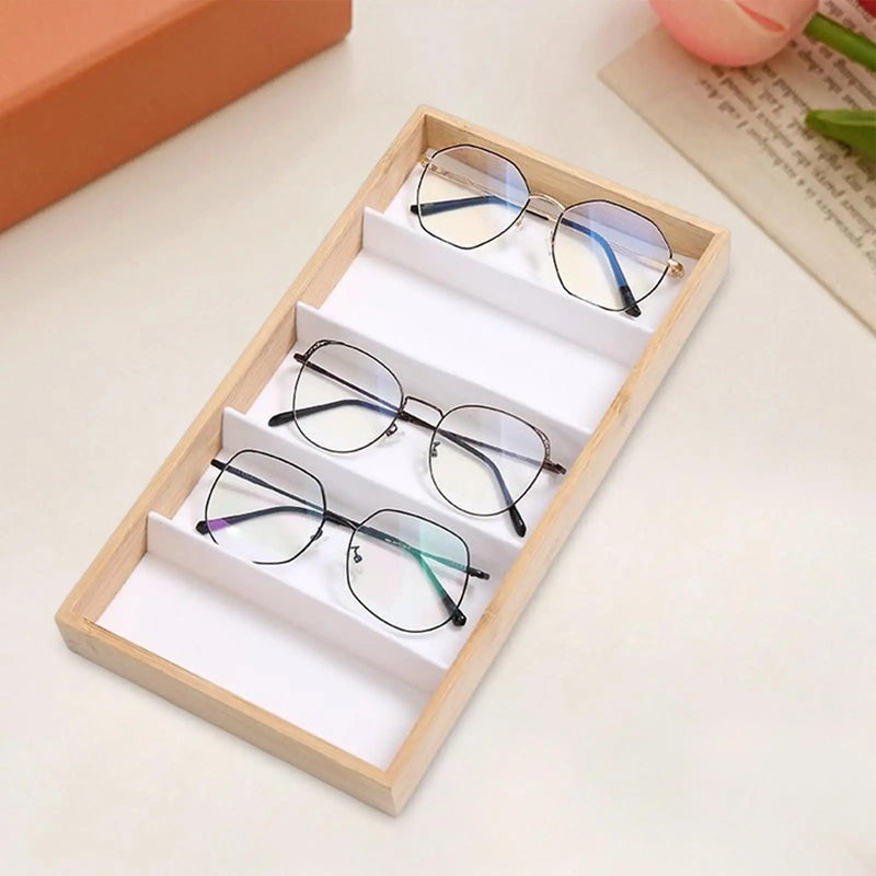 Wooden Glasses Display Tray Eyewear Holder Organizer