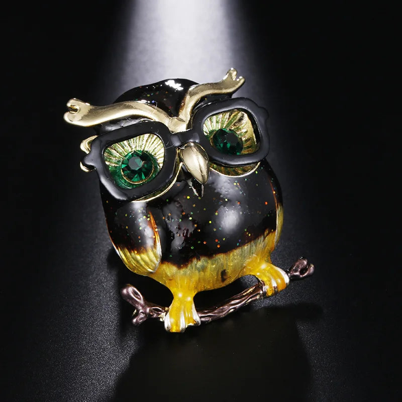 Metal Enamel Owl Brooch Christmas Gift