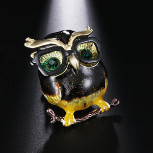 Metal Enamel Owl Brooch Christmas Gift