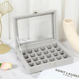 Velvet Jewelry Box Earring Organizer Ring Display Case
