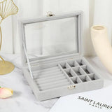 Velvet Jewelry Box Earring Organizer Ring Display Case
