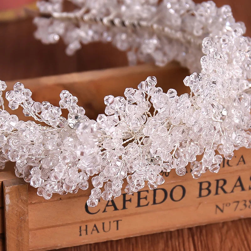 Crystal Leaf Headband & Earrings Set for Wedding Bridal Girls