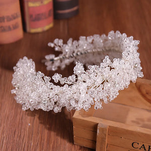 Crystal Leaf Headband & Earrings Set for Wedding Bridal Girls