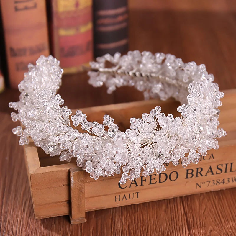 Crystal Leaf Headband & Earrings Set for Wedding Bridal Girls