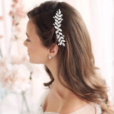 Glazed Leaves Hair Comb Tiara Silver Hairpin Hair Clips