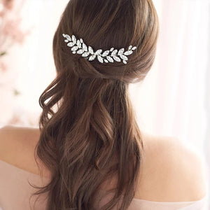 Glazed Leaves Hair Comb Tiara Silver Hairpin Hair Clips