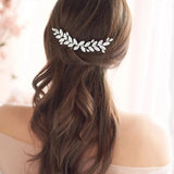 Glazed Leaves Hair Comb Tiara Silver Hairpin Hair Clips