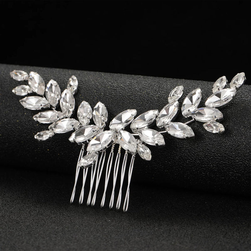 Glazed Leaves Hair Comb Tiara Silver Hairpin Hair Clips