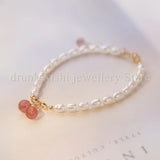 Natural Pearl Strawberry Crystal Bracelet For Girl