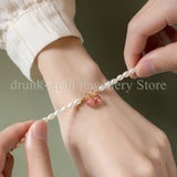Natural Pearl Strawberry Crystal Bracelet For Girl