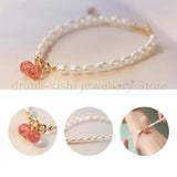 Natural Pearl Strawberry Crystal Bracelet For Girl