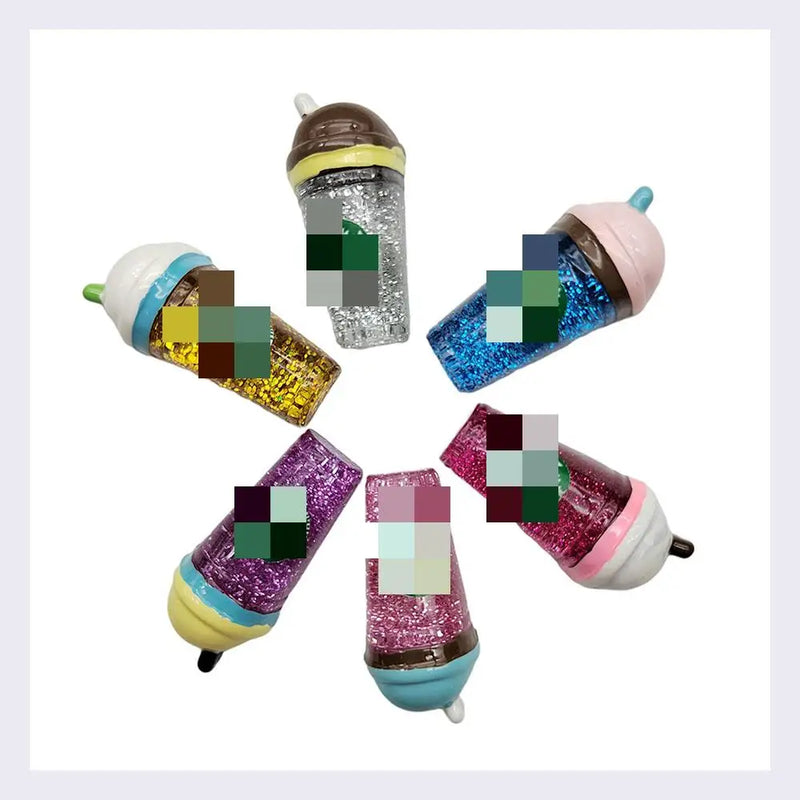 Glitter 3D Mini Drinks Bottle Key Chain Pendant Dollhouse Juice