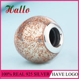 Glitter Ball Charm, Rose Gold Enamel Bead for Silver 925 Bracelet