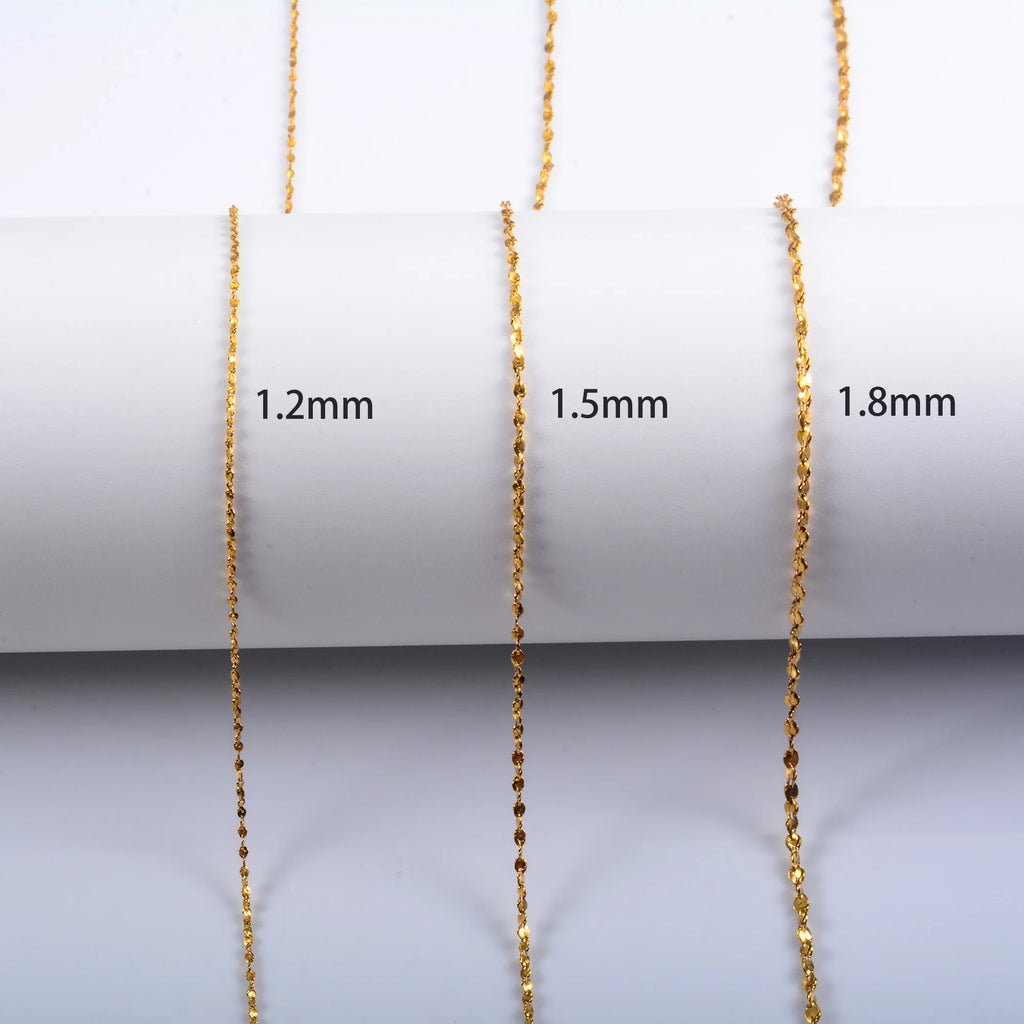 Glitter Chain Stainless Steel Thin Necklace for Women Ladies Plated Choker Jewel