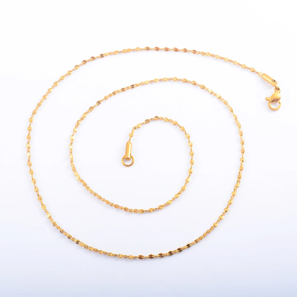 Glitter Chain Stainless Steel Thin Necklace for Women Ladies Plated Choker Jewel