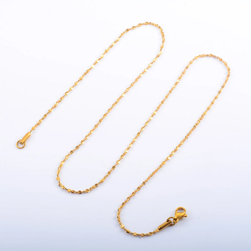 Glitter Chain Stainless Steel Thin Necklace for Women Ladies Plated Choker Jewel