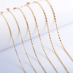 Glitter Chain Stainless Steel Thin Necklace for Women Ladies Plated Choker Jewel